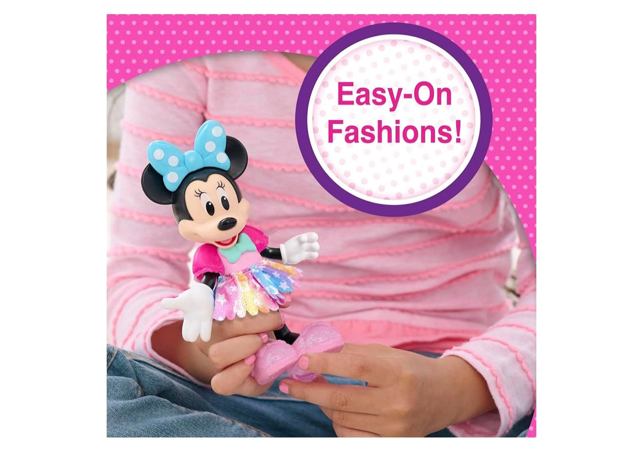 Disney Junior Minnie Muis Versorgings- en Glansponiestel, Posisioneerbare 21-stuk Pop- en Bykomstighedestel, Kinderspeelgoed vir Ouderdomme 3+