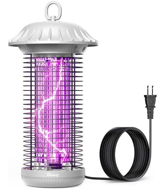 LED Bugdoder Binne Buite, Tot 50000 Ure Lewensduur Lamp, Energiebesparend & Dubbelband Aantrekking, 1.7 m Kragkabel, Hoogspanning Muskiet Vlieg Doder Val Moordenaar - (Wit)