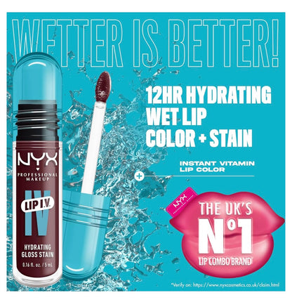 NYX PRO MAKEUP Lip IV Hydrating Glossy Lip Stain met 12 UUR Hidrasie - Mauve N Moist (Pers)