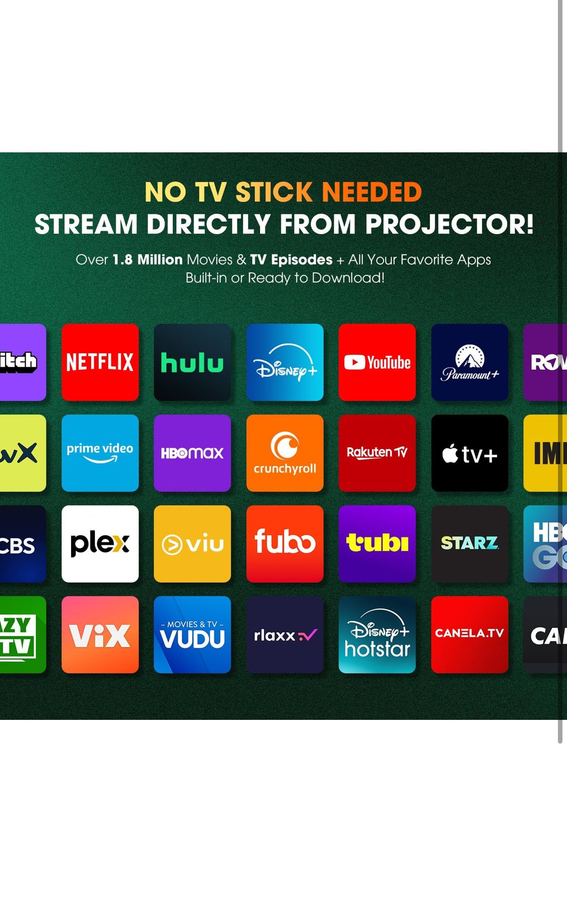 2025 Netflix-Official | 386+ Built-in Apps] DBPOWER E2 Smart Projector with WiFi and Bluetooth, Mini Projector 4K Support with Netflix, Youtube, Disney+, Hulu, Max, Crunchyroll w/ Portable Case