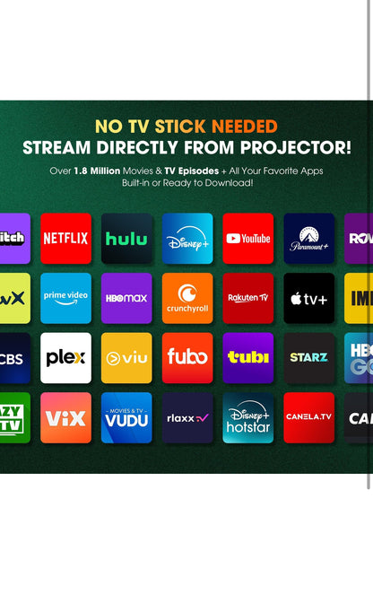 2025 Netflix-Amptelik | 386+ Ingeboude Toepassings] DBPOWER E2 Slim Projektor met WiFi en Bluetooth, Mini Projektor 4K Ondersteuning met Netflix, Youtube, Disney+, Hulu, Max, Crunchyroll m/ Draagbare Houer