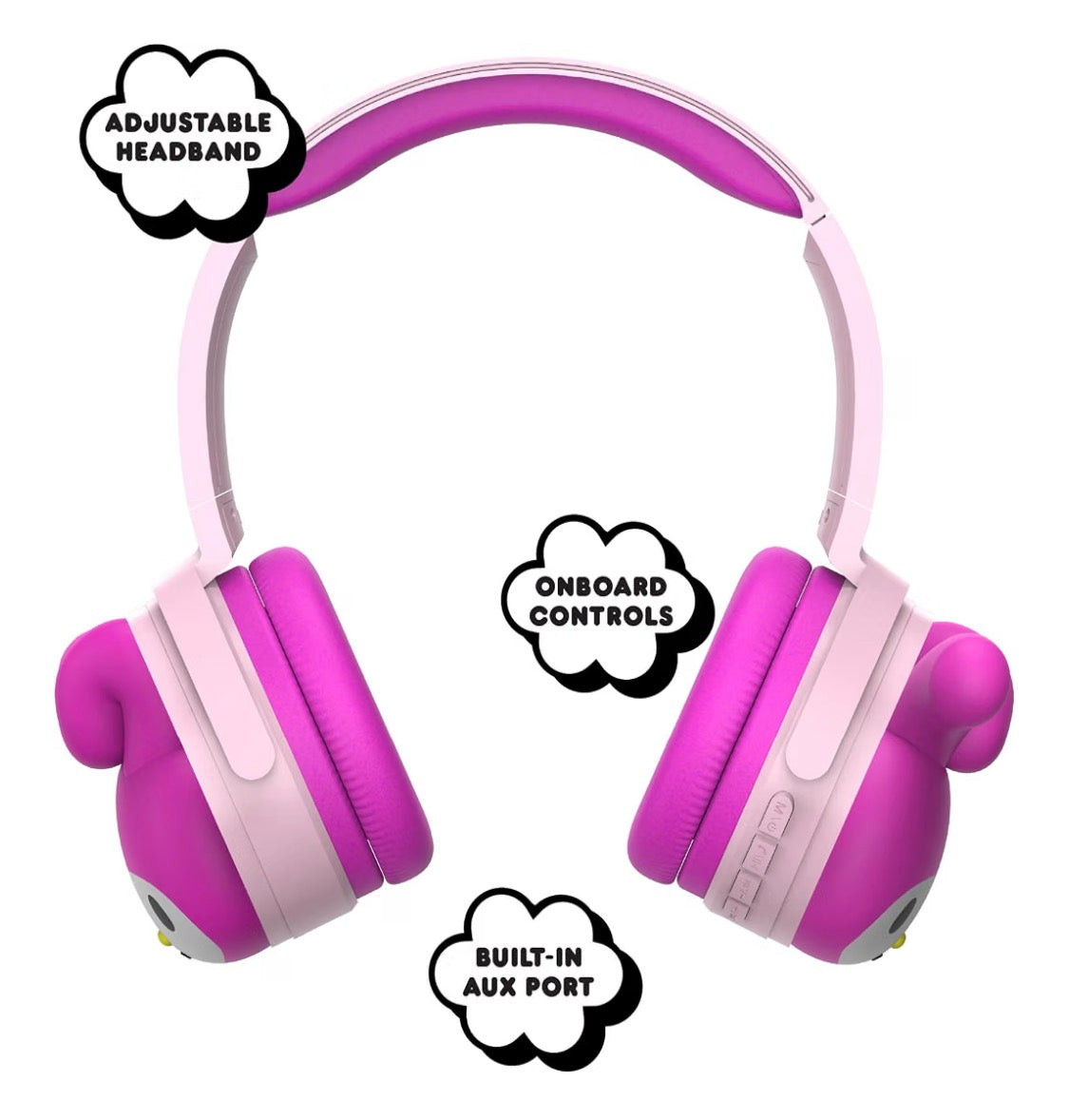Hello Kitty 2-in-1 Wireless Bluetooth Headphones with Wired Earbuds – Foldable Over-Ear Headset with Built-in Mic, AUX Cable, Adjustable Headband, and Onboard Controls – My Melody