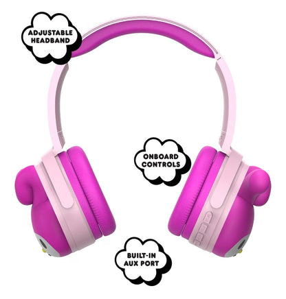 Hello Kitty 2-in-1 Wireless Bluetooth Headphones with Wired Earbuds – Foldable Over-Ear Headset with Built-in Mic, AUX Cable, Adjustable Headband, and Onboard Controls – My Melody