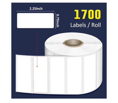 2.25 x 0.75" Direkte Termiese Etikette, Permanente Kleefmiddel Adres Strepieskode-etiket (1 Rol 1700 Etikette)