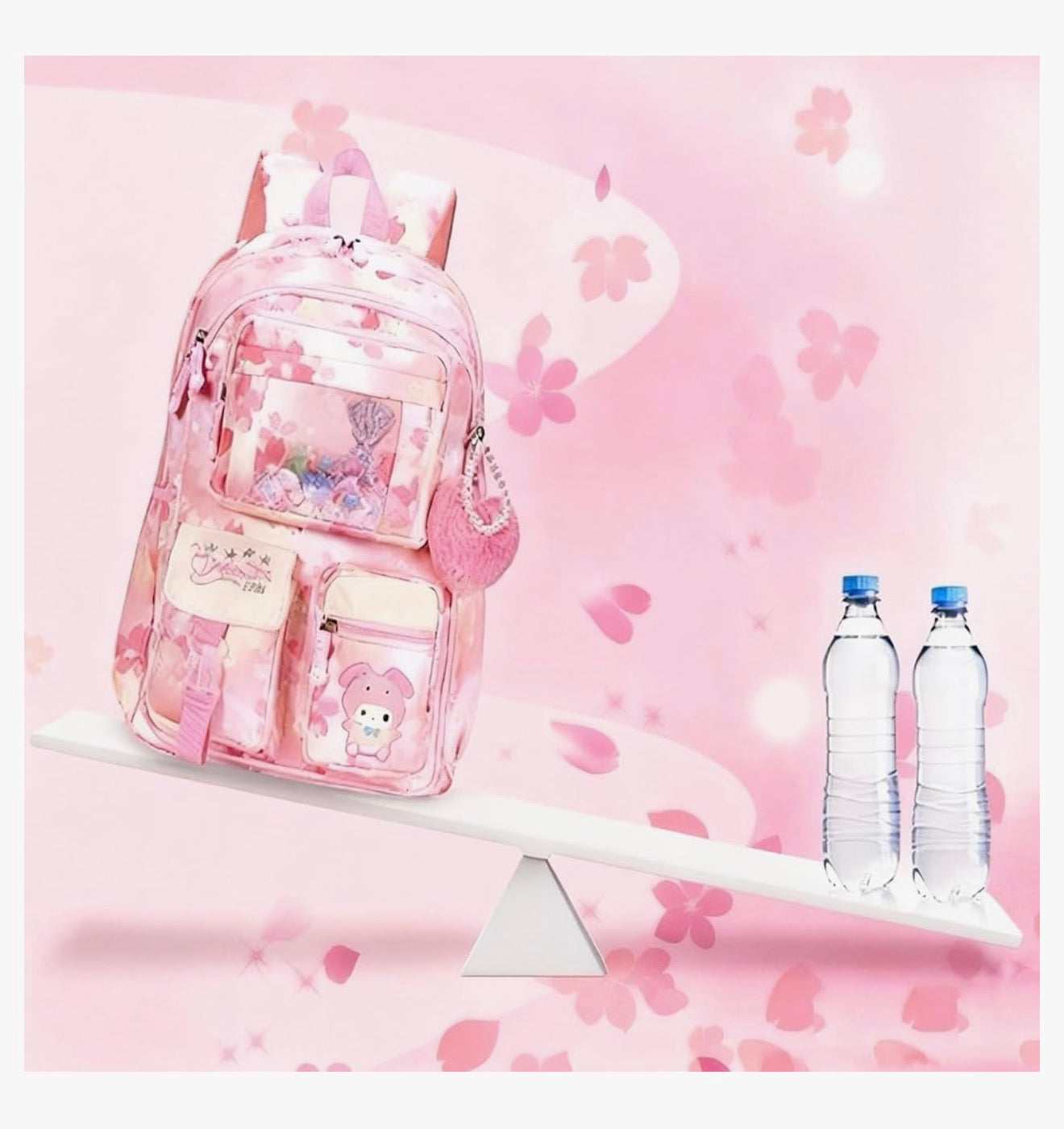 Kids Backpack 17 inches for Girls, Cartoon School Bag for Elementary Middle School Students Book Bag - (Pink)