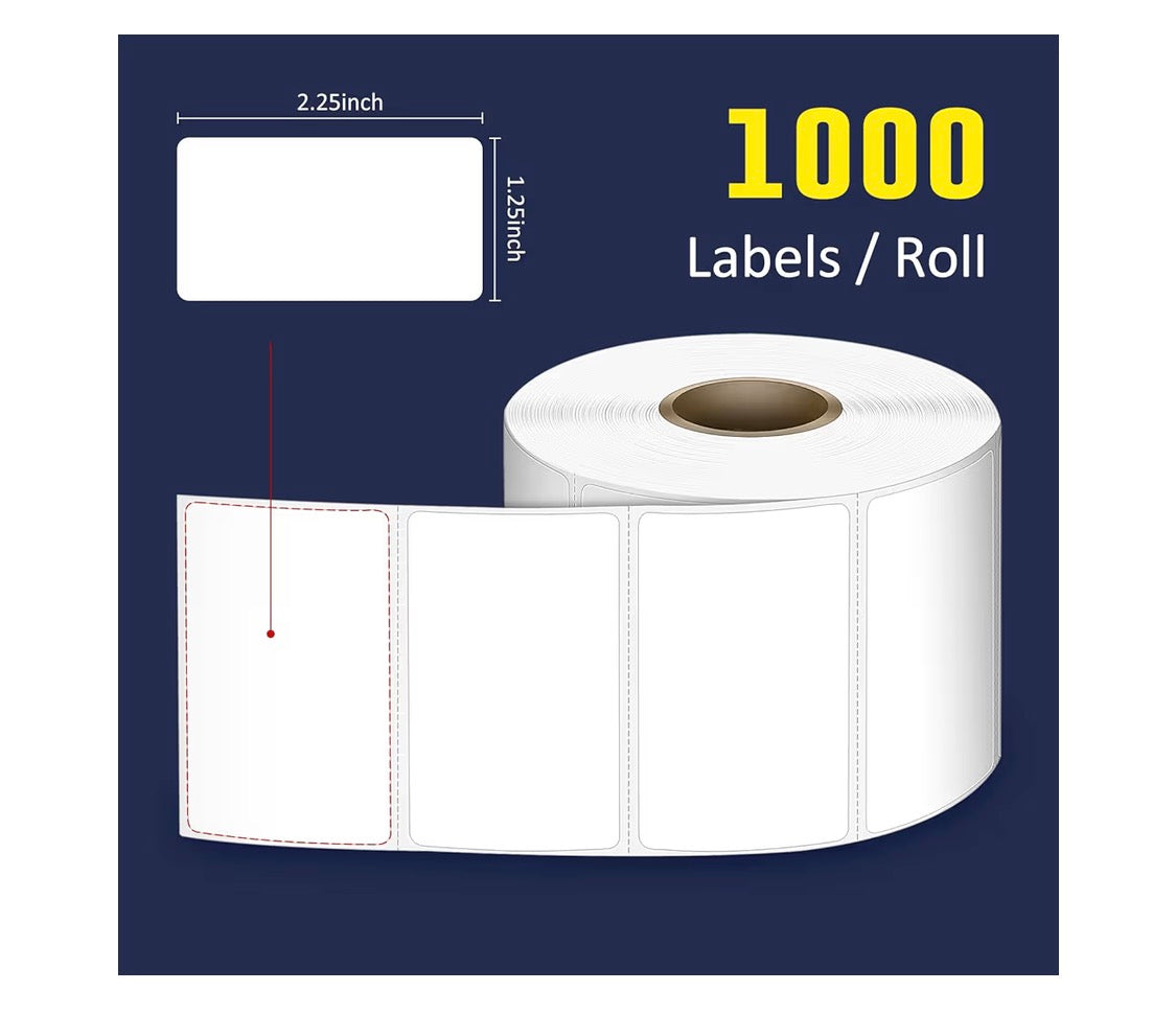 2.25x1.25" Direkte Termiese Etikette, Permanente Kleefmiddel Barcode Adresetiket - (1000 Stukke) 1 Rol