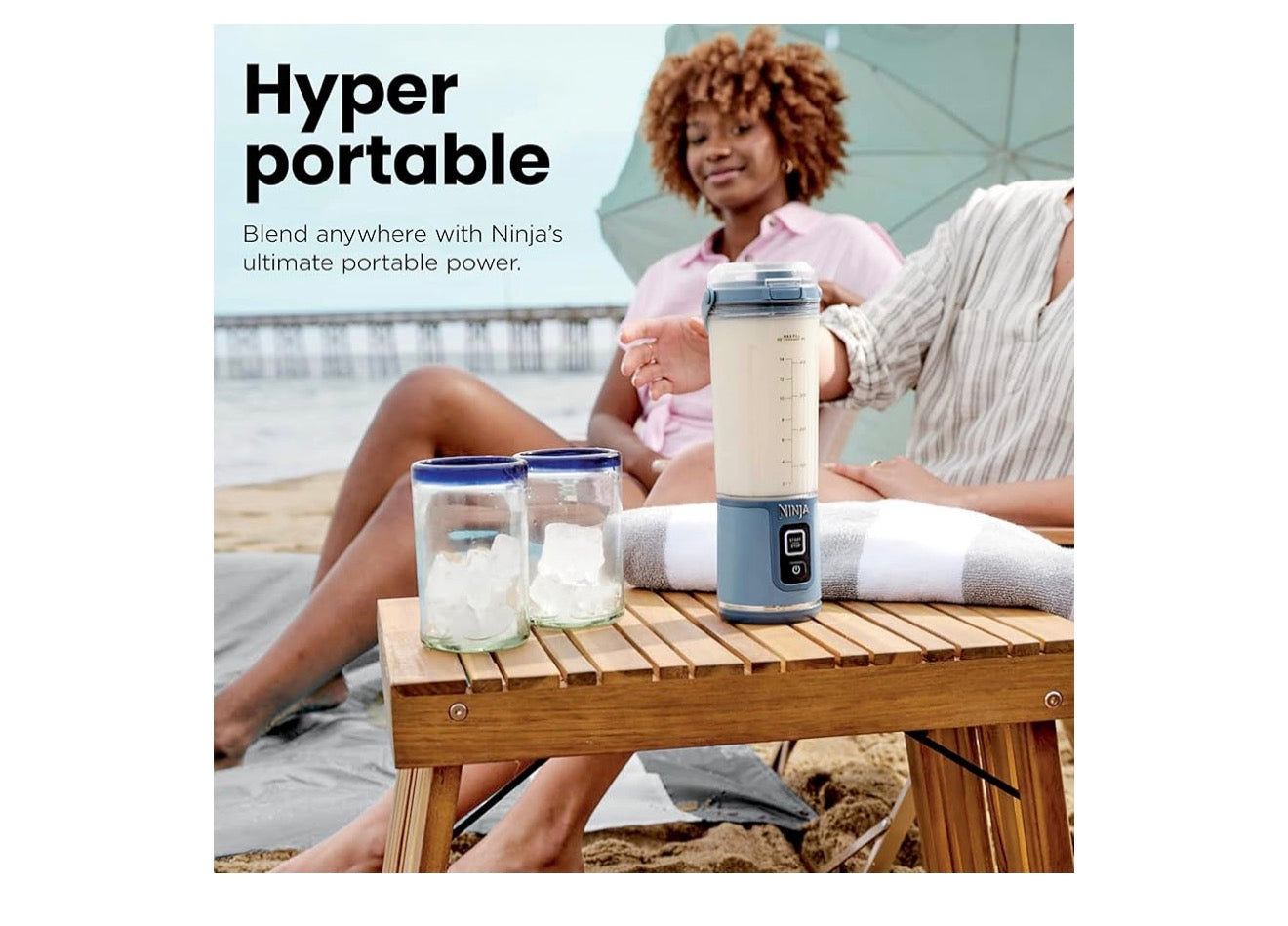 Ninja Blast Koordlose 532ml Draagbare Blender Vir Skommels en Smoothies, BPA-vry, Lekvrye-deksel en Suigmond, USB-C Herlaaibaar, Skottelgoedwasser-veilig - Suurlemoen Meringue