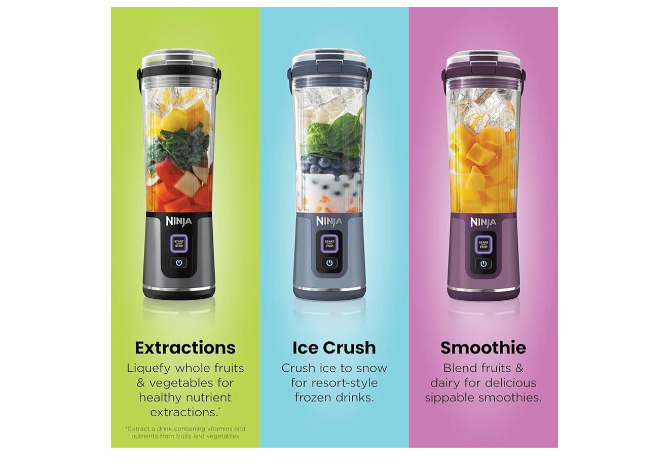 Ninja Blast Koordlose 18oz. Draagbare Versapper vir Skommelinge en Smoothies, BPA-vry, Lekvaste Deksel en Suigbek, USB-C Herlaaibaar, Skottelgoedwasser Veilig - (Denim Blou)