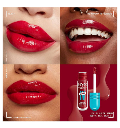 NYX PRO MAKEUP Lip IV Hydrating Glossy Lip Stain met 12HR Hidrasie - Red-y Set Wet (Rooi)