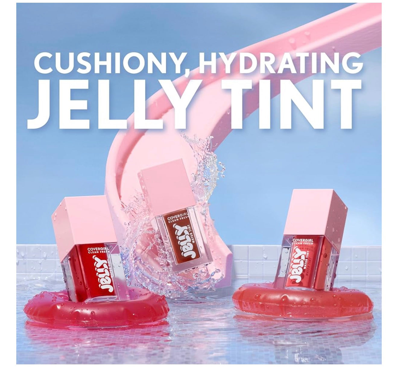 COVERGIRL Clean Fresh Jelly Water Tint, Lip- en Wangtint, Smeerbestand, Hidrerend - 10 Raspberry Drops - (Framboos-pienk)
