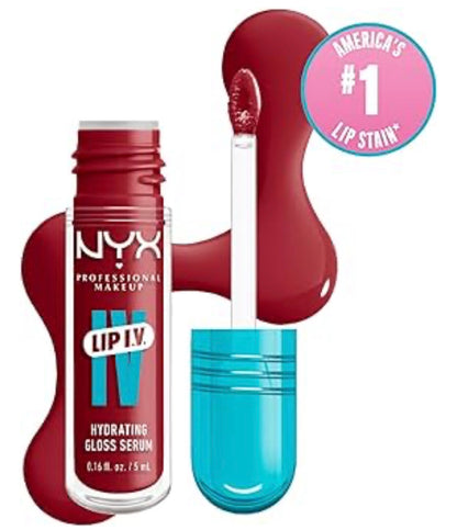 NYX PRO MAKEUP Lip IV Hydrating Glossy Lip Stain met 12H Hidrasie – Berry Thirsty (Rooi)