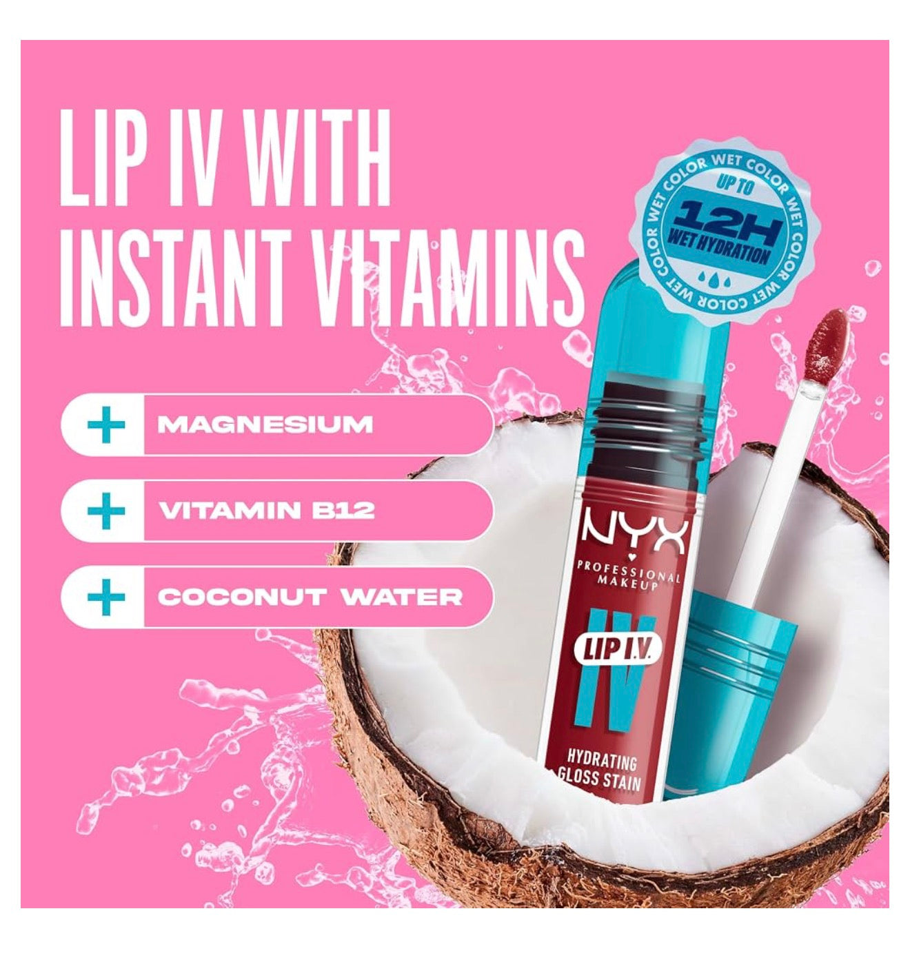 NYX PRO MAKEUP Lip IV Hydrating Glossy Lip Stain met 12HR Hidrasie - Red-y Set Wet (Rooi)