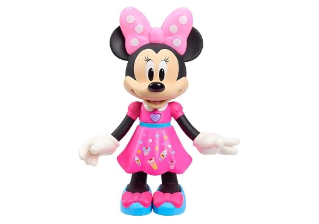 Disney Junior Lekkers & Bedere Minnie Muis, Interaktiewe 25cm Pop met Liggie, Klanke en Bykomstighede, Kinderspeelgoed vir Ouderdom 3 en Ouer +