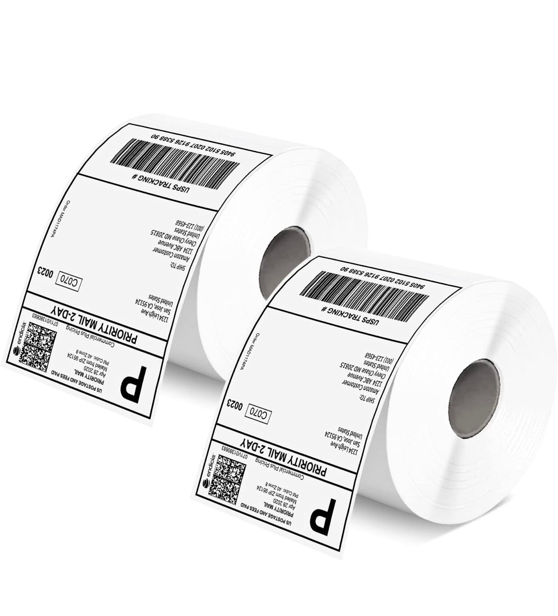 Termiese Versendingsetikette, 4x6 duim vir Termiese Drukker, 1000 Velle - (2 Rolle) - Kommersiële Graad