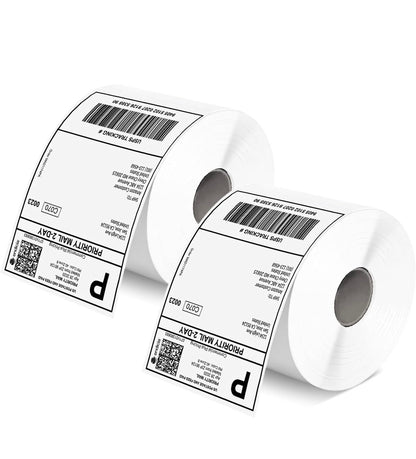 Termiese Versendingsetikette, 4x6 duim vir Termiese Drukker, 1000 Velle - (2 Rolle) - Kommersiële Graad