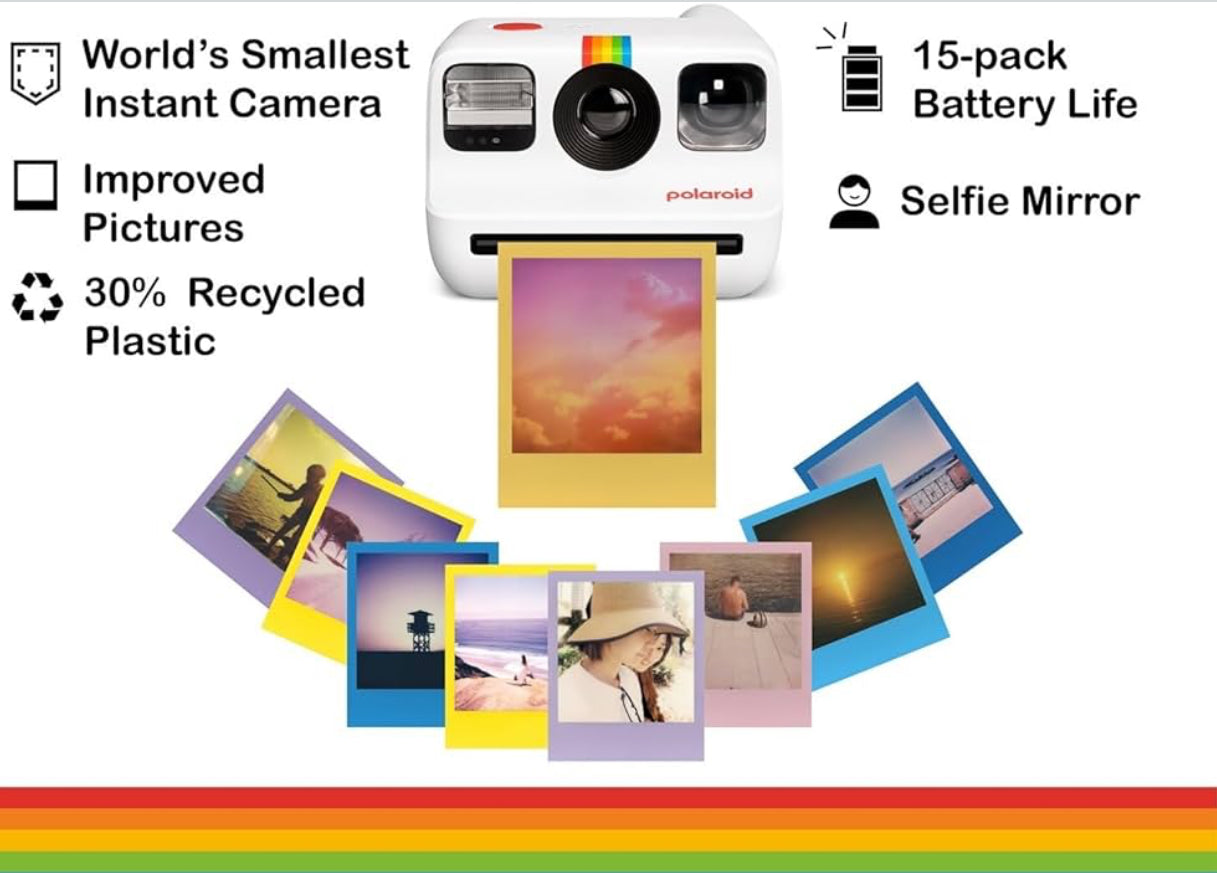 Polaroid Go Mini Camera Bundled with Polaroid GO Color Film Hard Carrying Case, Lens Cleaning Cloth - Black