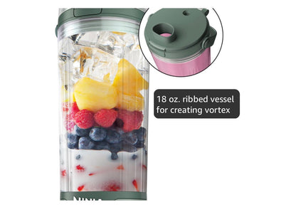 Ninja Blast Koordlose 530ml Draagbare Blender vir Skommelinge en Smoothies, BPA-vry, Lekvrye Deksel en Drinktuit, USB-C Herlaaibaar, Skottelgoedwasser Veilig - (Woudgroen)