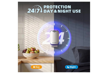 Nymrix Indoor Fly Trap, Plug-in Flying Insect Trap for Fruit Flies & Gnats 24/7 Blue Light Trap for House Flies & Mosquitoes, Works in Kitchens & Near Plants, Safe for Kids & Pets, 2 Bases + 6 Refills