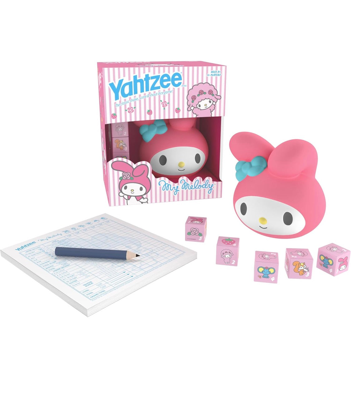 Yahtzee: My Melody Dice Game, Collectible Hello Kitty & Friends Dice Cup Featuring Adorable Artwork
