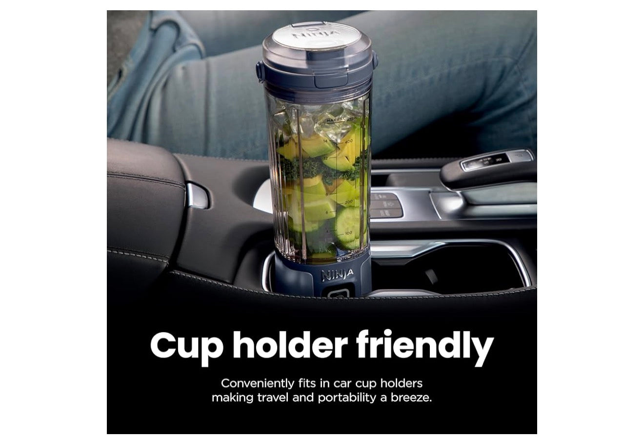 Ninja Blast Koordlose 18oz. Draagbare Blender Vir Skud- en Smoothies, BPA-vry, Lekvrye Deksel en Slurpmondstuk, USB-C Herlaaibaar, Skottelgoedwasser Veilig - (Metaalblou)