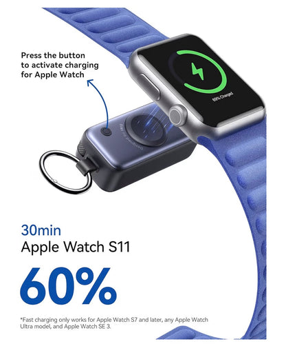 Portable Charger, 5000mAh Power Bank for Apple Watch, 20W PD Fast Charging with Built-in USB C Cable - Black