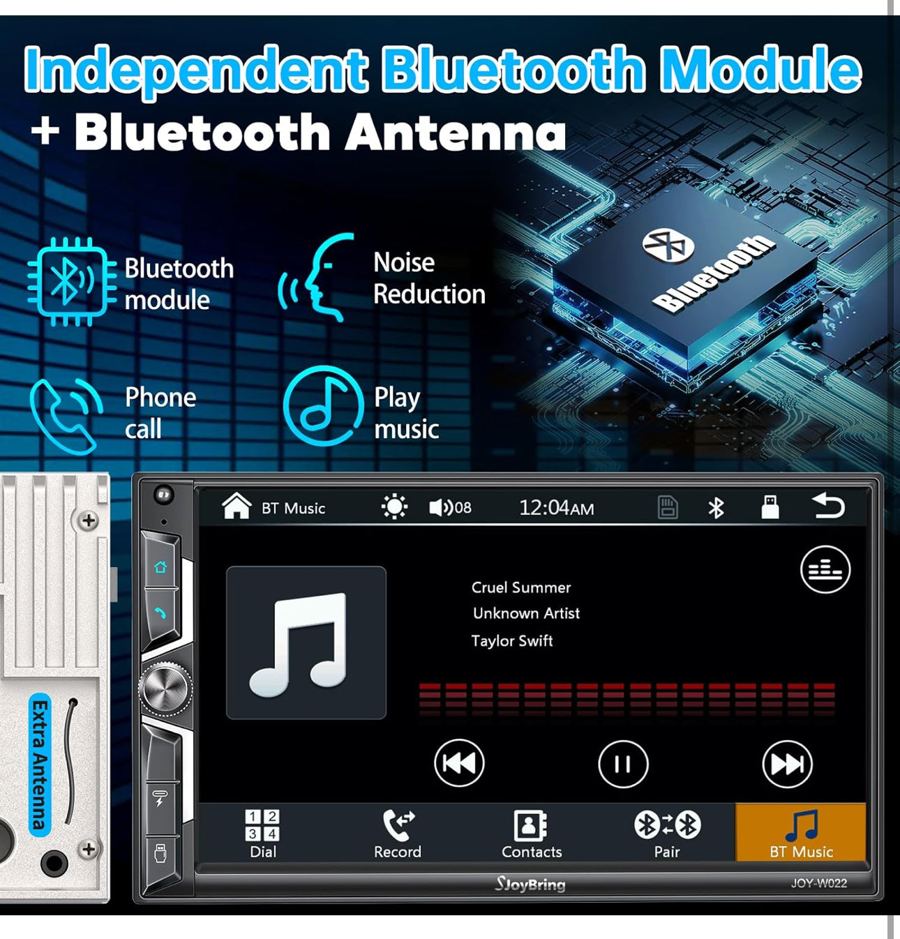 Double Din 7 inches Car Radio Receiver with Carplay, Android Auto, QLED Touchscreen, Bluetooth, 4-Channel RCA, 60W*4 High Power, Subwoofer w/ Backup Camera