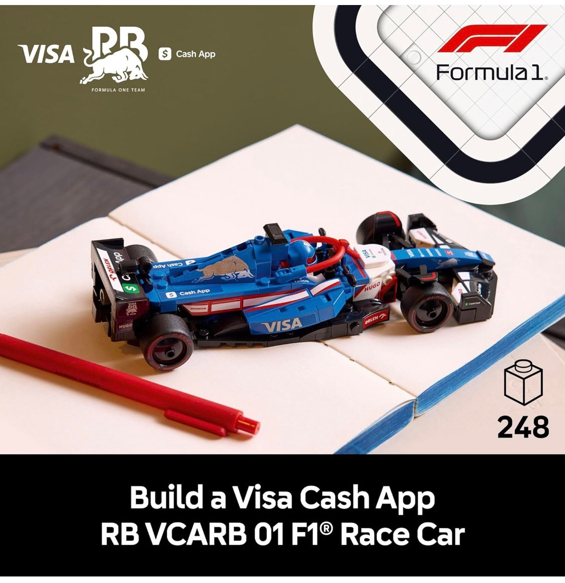 LEGO Speed Champions Visa Cash App RB VCARB 01 F1 Race Car Model Kits - Building Sets W/Realistic Features (77246)