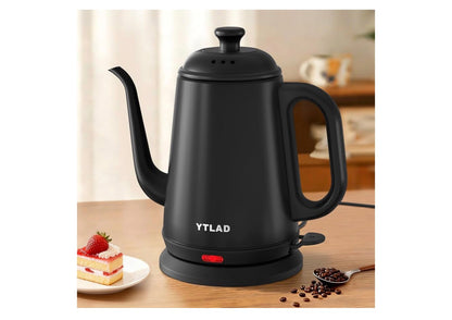 Elektriese Ketel 1L, 1000W Vinnige Kook vir Oorgiet Koffie & Tee, Vlekvrye Staal BPA-vry, Presiese Vloeispuit, Outomatiese Afskakeling & Droogkookbeskerming - (Swart)