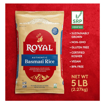 Royal - Natuurlik Verouderde Outentieke Langkorrel Wit Basmati Rys - 10 LBS
