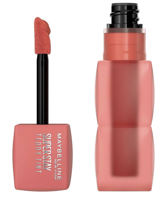 MAYBELLINE Super Stay Teddy Lip Tint, Langhoudende Mat Lipstiffie Vir Tot 12 UUR Drag - (Skinnydip) 1 stuks