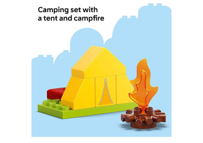 LEGO DUPLO Peppa Pig Kampeeruitstappie Kleuterleerder Speelding - Sensoriese Speelding vir Kreatiewe en Ontwikkelingspel - Prettige Verjaardaggeskenk vir Peppa Pig Aanhangers, Kinders, Meisies, Seuns, Ouderdomme 2+ - 10452