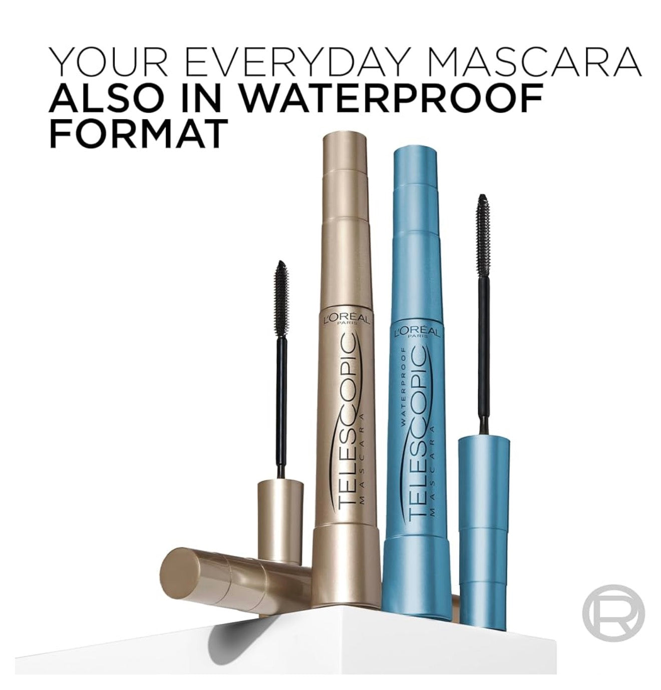 L’Oreal Paris Grimering Oorspronklike Telescopic Mascara, Skeidende Mascara Volume- en Lengteformule, Wasbaar - (Swartste Swart) 0.27 Fl Oz., 1 Tel.