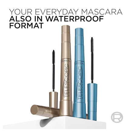 L’Oreal Paris Grimering Oorspronklike Telescopic Mascara, Skeidende Mascara Volume- en Lengteformule, Wasbaar - (Swartste Swart) 0.27 Fl Oz., 1 Tel.