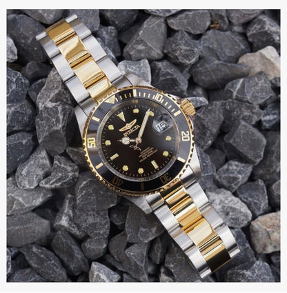 Invicta Mans Pro Diver-versameling Munt-Rand Outomatiese Twee Kleur Horlosie
