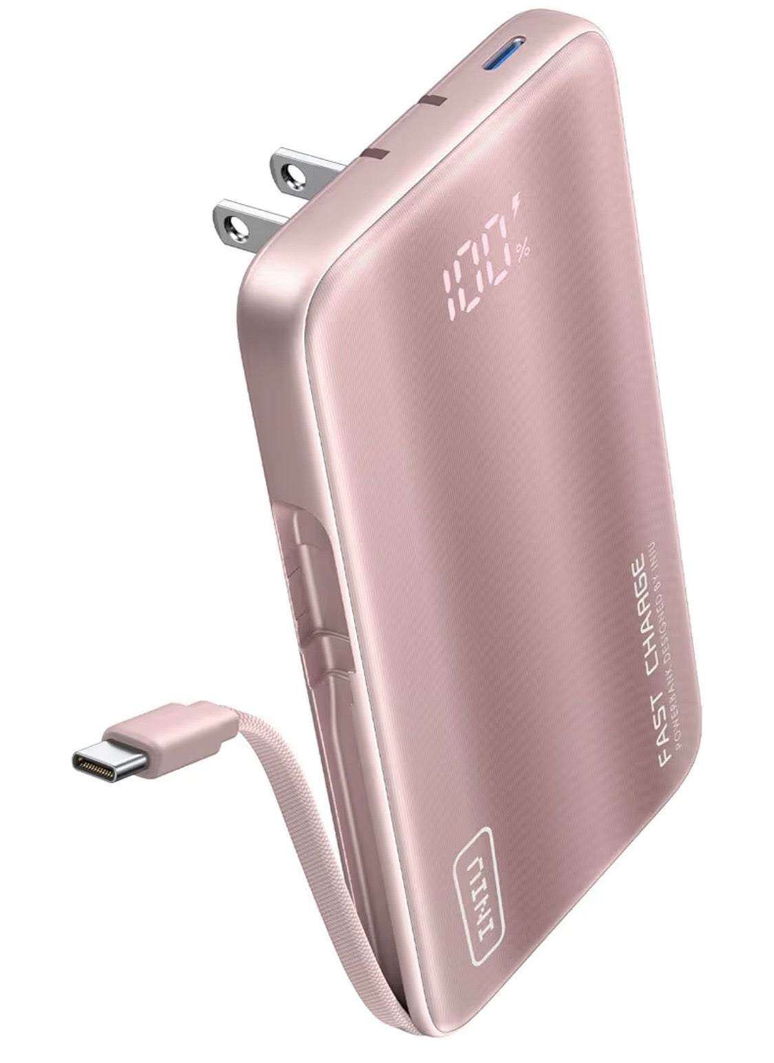 3-in-1 Portable Charger, 45W 10000mAh Fast Charging Power Bank, Built-in USB C Cable & Foldable Wall Plug, Travel Essentials