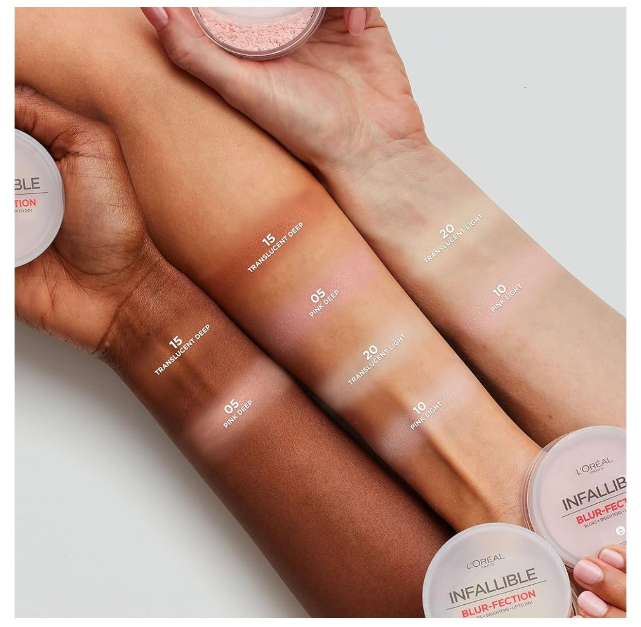 L'Oreal Paris Infallible Blur-fection Langdurige Losse Stelpoeier, Vaagmaak Gesigpoeier met tot 24 UUR Draagbaarheid - Deursigtig Lig (1 Kit)