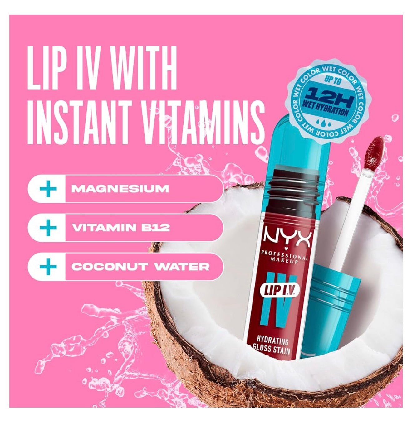 NYX PRO MAKEUP Lip IV Hydraterende Glans Lipvlek met 12H Hidrasie - Cranberry Splash (Rooi)