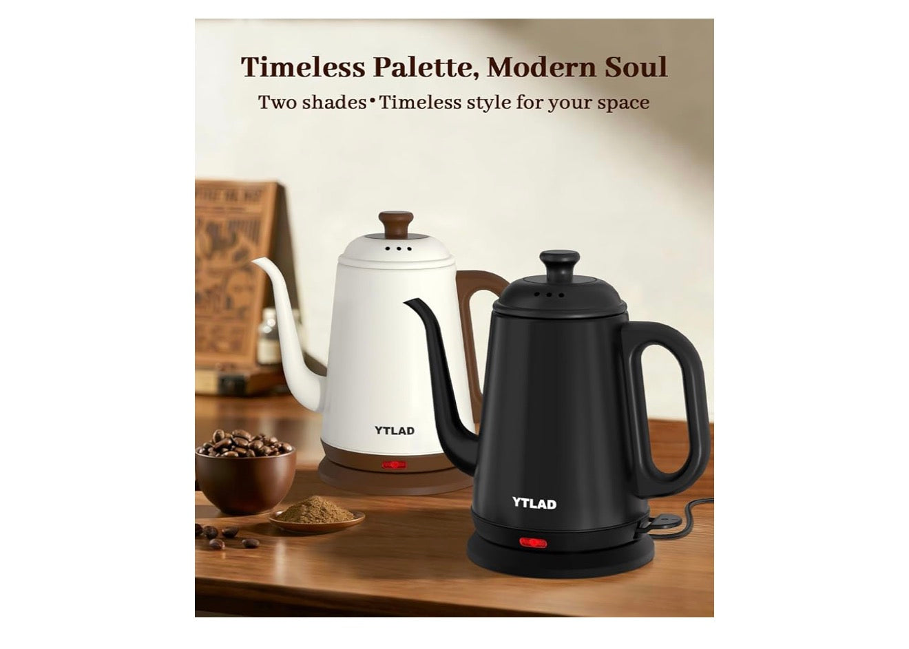 Elektriese Ketel 1L, 1000W Vinnige Kook vir Oorgiet Koffie & Tee, Vlekvrye Staal BPA-vry, Presiese Vloeispuit, Outomatiese Afskakeling & Droogkookbeskerming - (Swart)