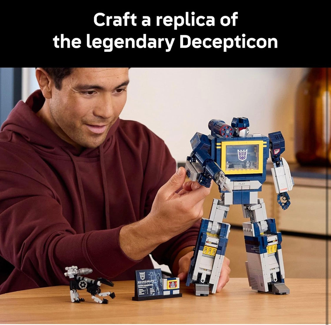 LEGO Icons Transformers: Soundwave - Building Set W/Sound Effects Model Kit W/Ravage & Laserbeak Figures - 10358