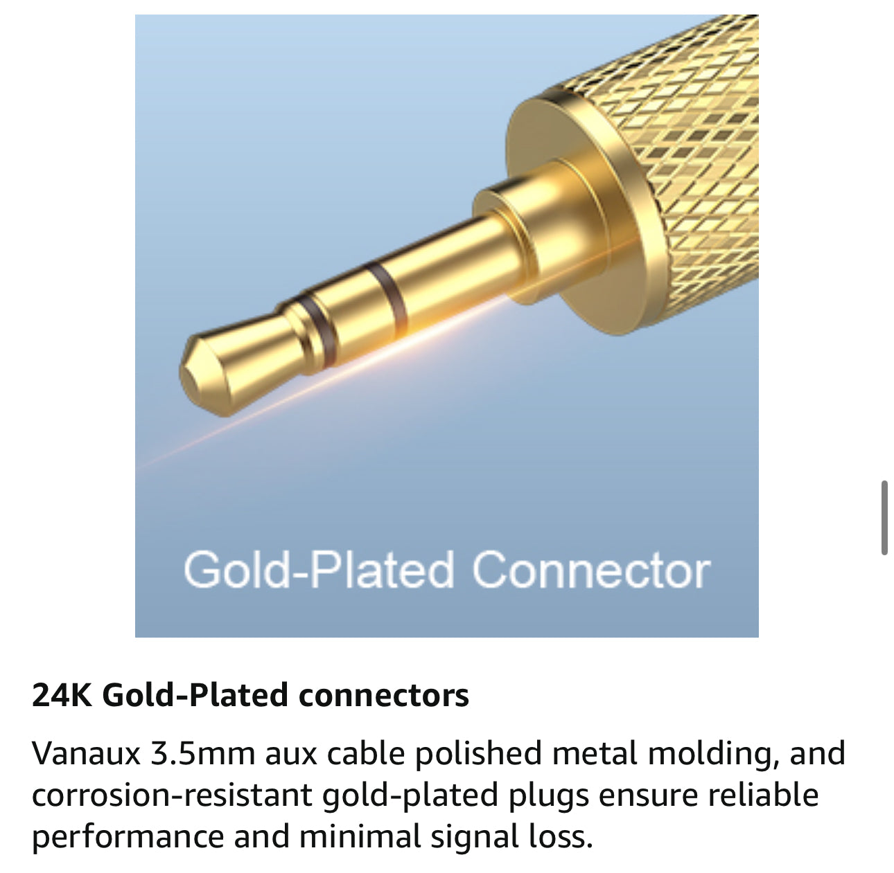 Essential 3.5mm Aux Cable 90 Degree Right Angle male to Male 26 Ft