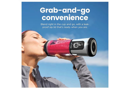 Ninja Blast Koordlose 18oz. Draagbare Blender Vir Skud- en Smoothies, BPA-vry, Lekvrye Deksel en Slurpmondstuk, USB-C Herlaaibaar, Skottelgoedwasser Veilig - (Metaalblou)