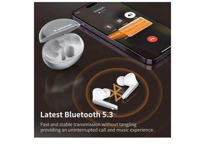 Monster AirLinks Draadlose Oorfone, Bluetooth 5.3 Oorfone HiFi Stereo, Draadlose Oorfone met HD Duidelike Oproep, 30H Speeltyd, Raakbeheer, Tipe-C Laai, IPX6 Waterdig