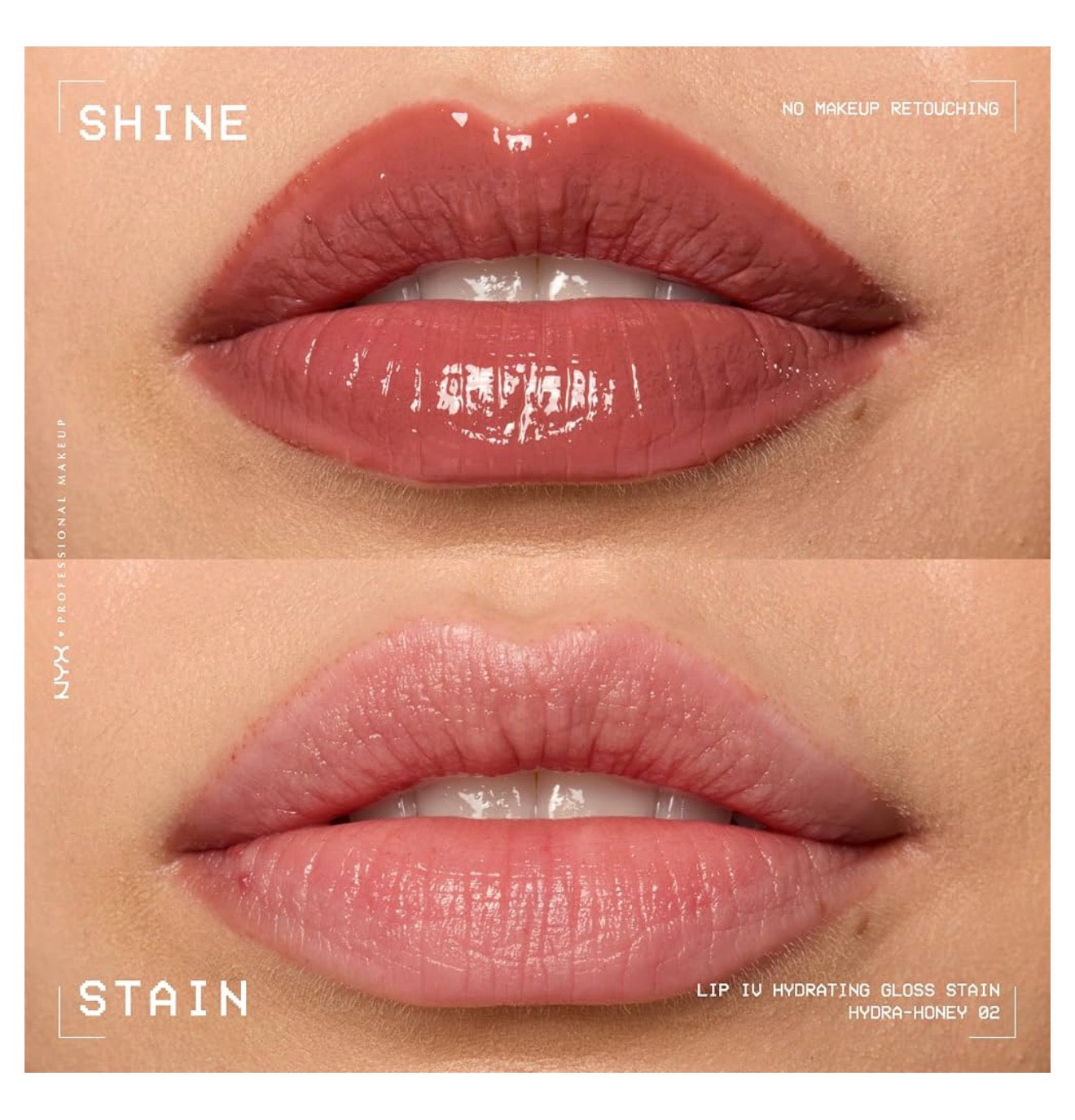 NYX PRO MAKEUP Lip IV Hydrating Glossy Lip Stain, Langdurig, Getint, Veganistiese Formule met 12 UUR Hidrasie - Hydra Honey