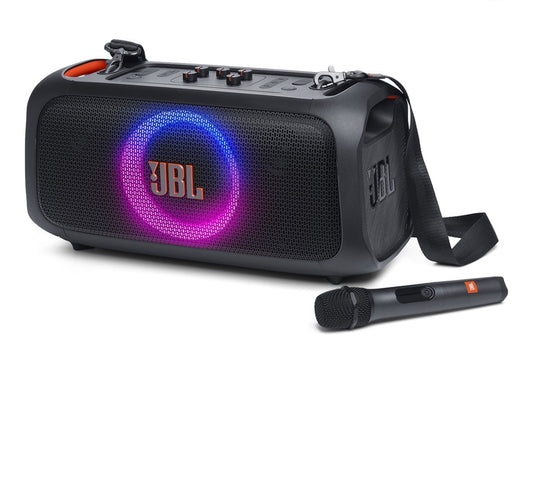JBL PartyBox Essential - Portable Party Speaker with Built-in Lights and Wireless mic, Amazing Pro Sound, IPX4 splashproof Protection, 6 Hours of Playtime, Convenient