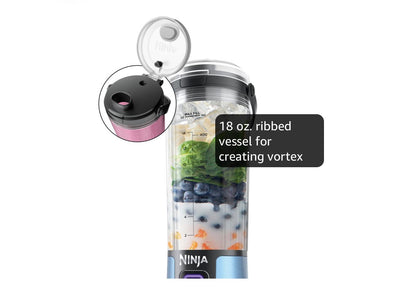 Ninja Blast Koordlose 18oz. Draagbare Blender Vir Skud- en Smoothies, BPA-vry, Lekvrye Deksel en Slurpmondstuk, USB-C Herlaaibaar, Skottelgoedwasser Veilig - (Metaalblou)