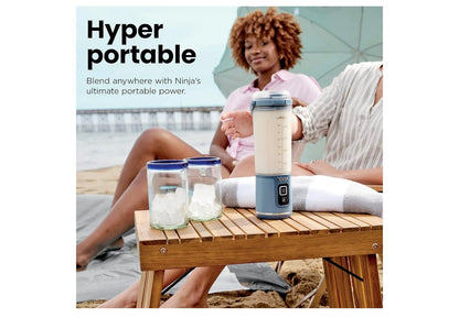 Ninja Blast Koordlose 18oz. Draagbare Blender Vir Skud- en Smoothies, BPA-vry, Lekvrye Deksel en Slurpmondstuk, USB-C Herlaaibaar, Skottelgoedwasser Veilig - (Metaalblou)