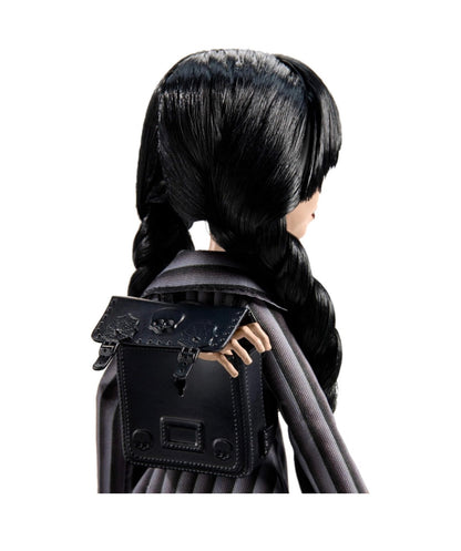 Monster High - Wednesday Addams Collectible in Nevermore Academy Uniform with Thing and Backpack, Doll Stand