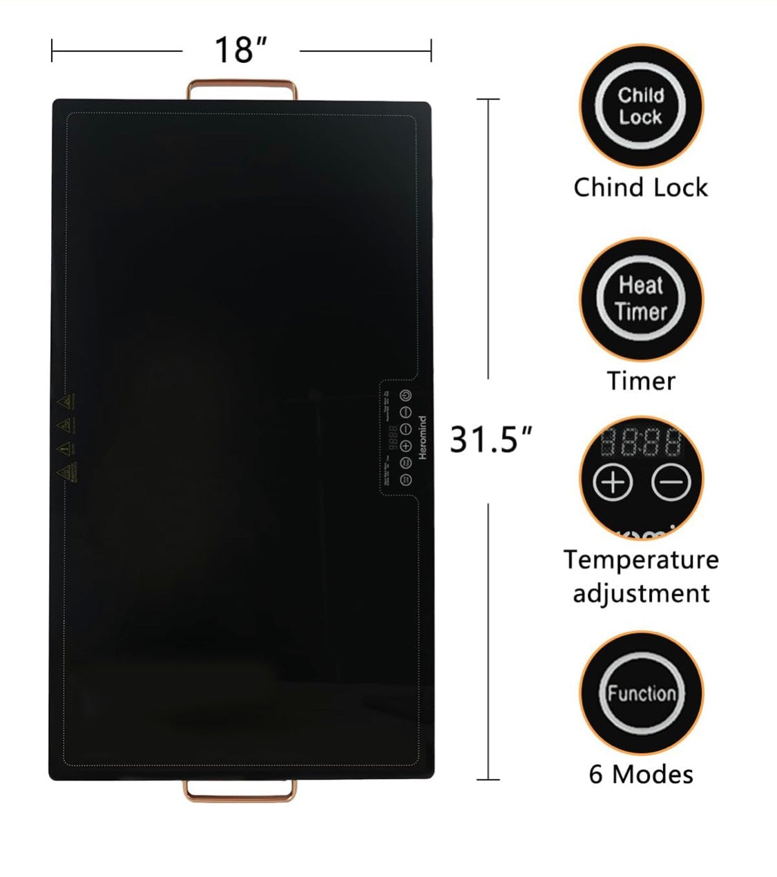 Electric Warming Tray 31.5 × 17.7" with Handle Glass-Top Full-Surface Heating Food Warmer w/ Adjustable Temperature & Timer
