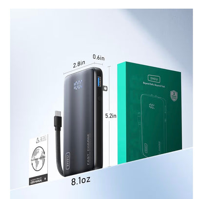 3-in-1 Portable Charger, 45W 10000mAh Fast Charging Power Bank, Built-in USB C Cable & Foldable Wall Plug, Travel Essentials