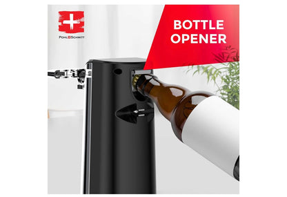POHL SCHMITT Elektriese Blikopener met Messlyper en Botteloopmaker - (Silwer)